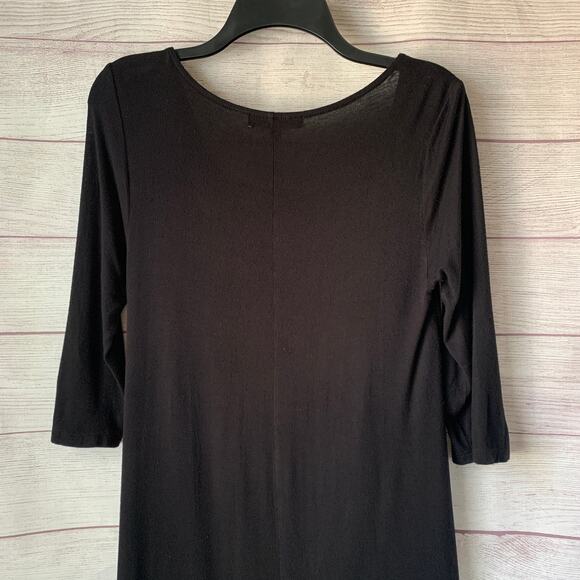 Living Doll Black Dress with Criss Cross Front V Neck Elbow Length Sleeves XL - Picture 6 of 11